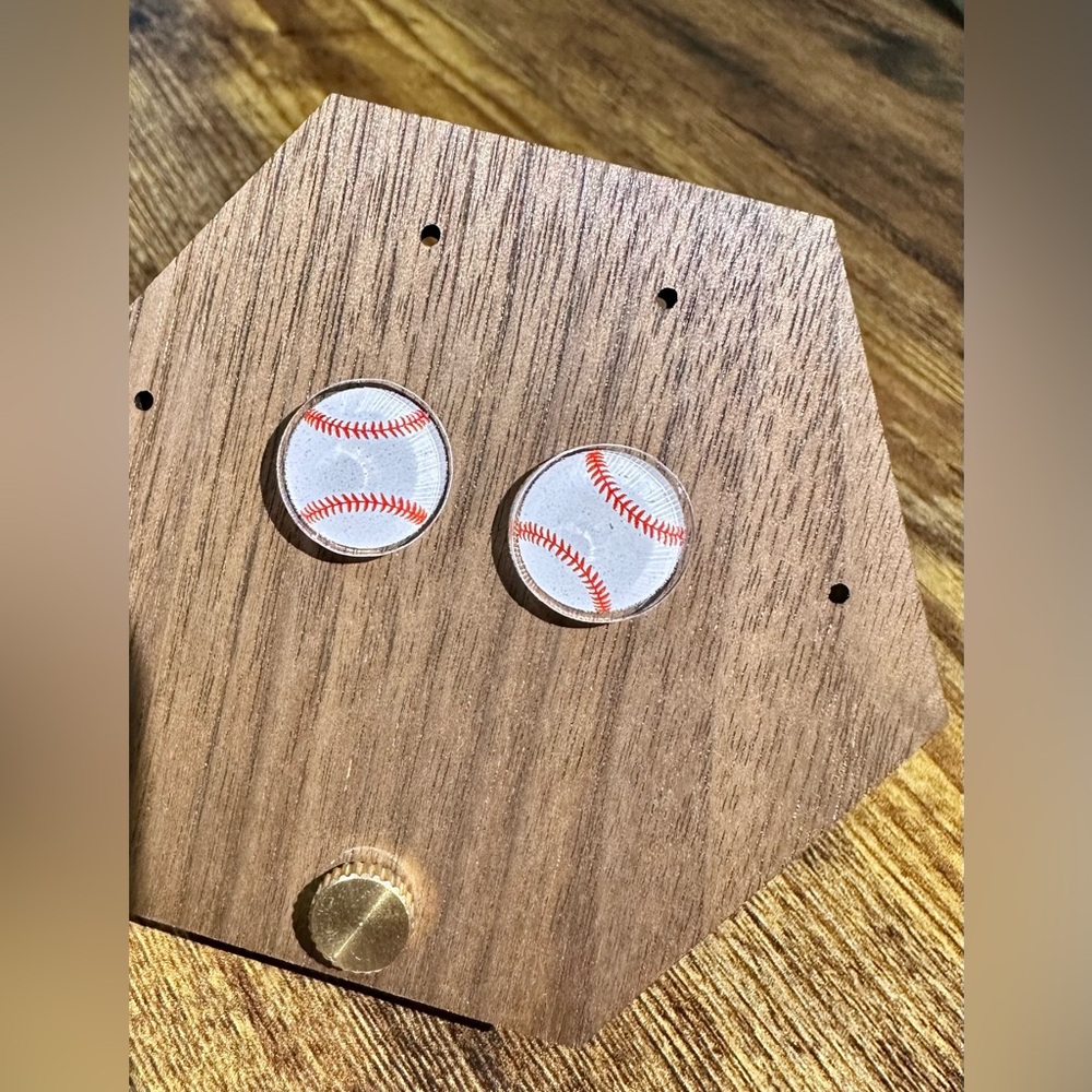 ☀️3/$10 BUNDLE!!☀️ Baseball Acrylic Stud Earrings - Picture 2 of 5